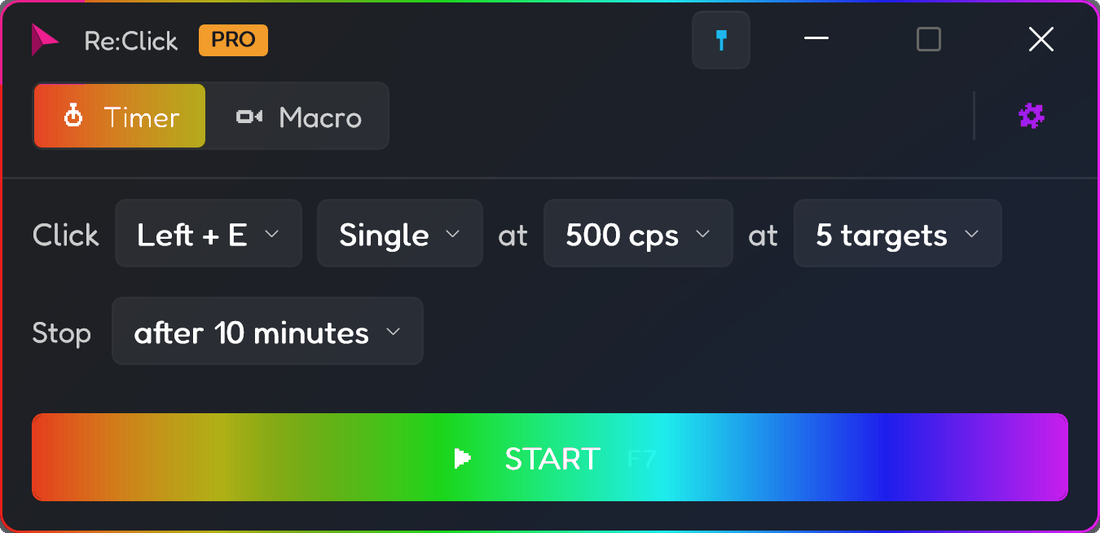 Re:Click in the Rainbow theme: the Windows 11 look with an accent that cycles smoothly through the spectrum.